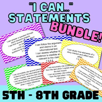 Preview of "I Can..." Statements for MN Language Arts Standards - Gr. 5-8 Bundle - Chevron