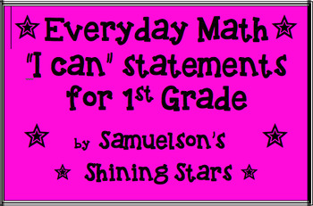 Preview of "I Can" Statements for MN Math Standards and Everyday Math- Chapters 1-9