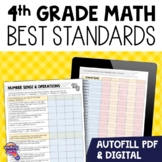 4th Grade MATH BEST Standards "I Can" Checklists Autofill 