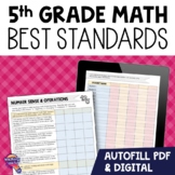 5th Grade MATH BEST Standards "I Can" Checklists Autofill 