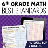 6th Grade Math BEST Standards "I Can" Checklists Autofill 