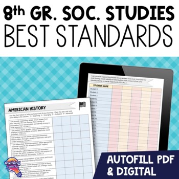 Preview of 8th Grade Social Studies Florida BEST Standards I Can Checklists Autofill PDF