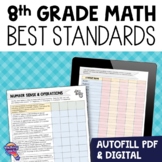 8th Grade Math BEST Standards "I Can" Checklists Florida A