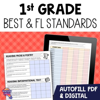 Preview of 1st Grade Core Subjects BEST Standards "I Can" Checklists Florida Autofill PDF+