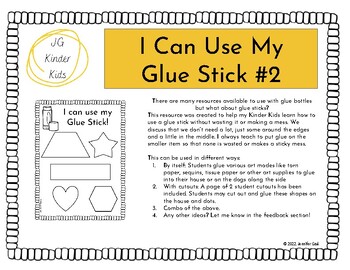 Preview of "I Can Use My Gluestick #2" - Fine Motor Practice - Beginning of the Year