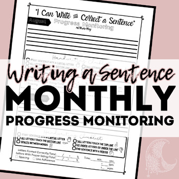 Preview of Sentence Writing and Editing- Monthly Progress Monitoring- OT, SPED, Handwriting