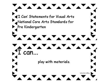 Preview of 'I Can' statements Visual Arts (PreK) NCCAS