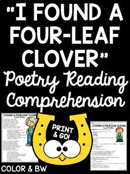 Preview of "I Found a Four-Leaf Clover" Poem Reading Comprehension Worksheet St. Patrick's