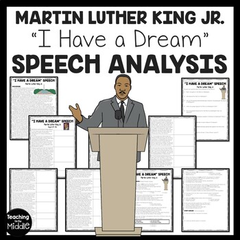 Preview of I Have A Dream Speech Analysis Worksheet Martin Luther King Jr. Civil Rights