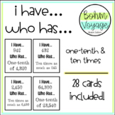 "I Have Who Has" Place Value Relationships Game (10 Times 