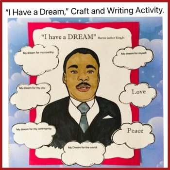 Martin Luther King, Jr. “Dream” Craft and Writing Activity. Black ...