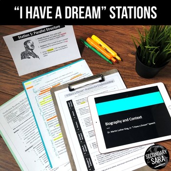 Preview of I Have a Dream Speech: Lesson, Annotation, & Quiz for MLK Day (with GOOGLE)