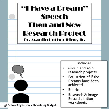 Preview of "I Have a Dream" Speech Then & Now Research Project (Dr. King) MLK