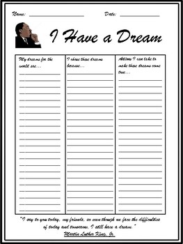 Preview of "I Have a Dream" Worksheet-  for Martin Luther King, Jr. Day