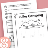 "I Like Camping" Cut and Paste Pop-Up Activity with Writin