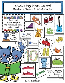 Preview of I Love My Shoe Colors Worksheets Centers and Games