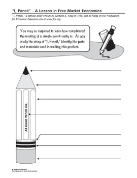 Preview of "I, Pencil" - Student guide to the famous essay on free market economics