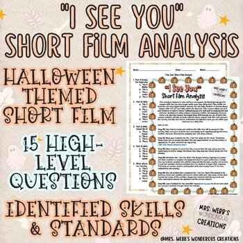 Preview of "I See You" Editable ELA Halloween Short Film Analysis: Analyze, Cite, Infer