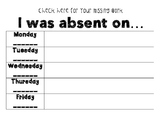 *I WAS ABSENT WEEKLY CALENDAR* FREE PRINTABLE *
