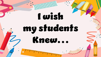 Preview of Editable "I Wish My Students Knew" Teacher-Student Class Bonding (15 prompts)