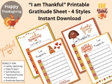 "I am Thankful" Printable, Use: School/Class Project, Grat