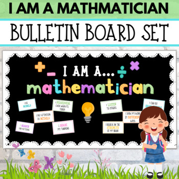 Preview of "I am a Mathematician" Math Bulletin Board for Elementary School with Posters