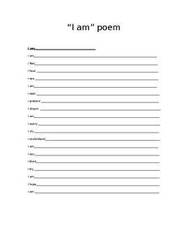 Preview of "I am" poem template