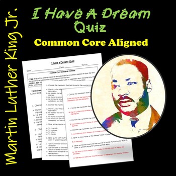 Preview of "I have A Dream"  Quiz: Common Core Aligned