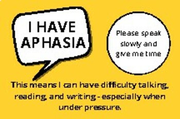 Preview of "I have aphasia" Wallet Cards