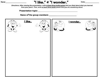 Preview of “I like..” & “I wonder..” Graphic Organizer