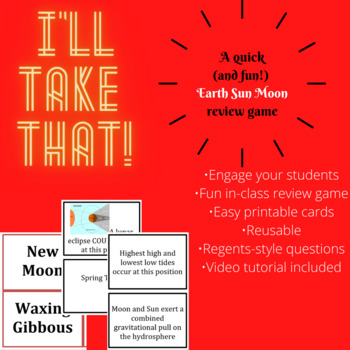 Preview of "I'll Take That" Earth Moon Sun vocabulary review card game