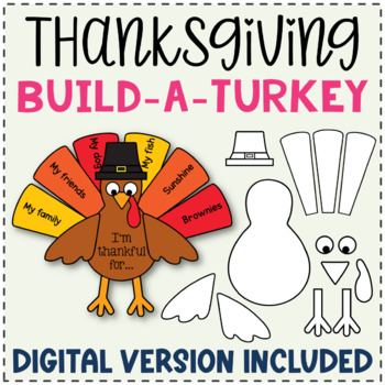 Preview of I'm Thankful For" Thanksgiving Build a Turkey Craft | Fun Thanksgiving Writing