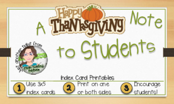 Preview of "I'm Thankful for You" Thanksgiving Note Card - Index Card Printable