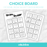 "I'm done, now what?" Student Choice Board