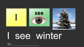 Preview of "I see winter" high-contrast core word book