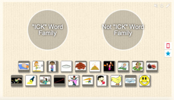 Preview of "ICK" Word Family Picture Sort