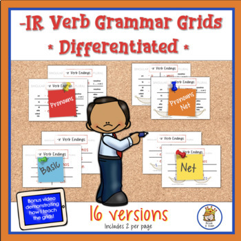 Preview of -IR Verb Conjugation Grammar Grid Differenitated Tool - includes VIDEO