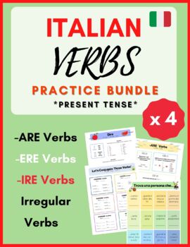 Preview of ITALIAN Verbs Bundle (Present tense) - ARE / ERE / IRE + Irregular verbs!