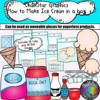 Preview of {Ice Cream} How to Make a Ice Cream in a Bag Clip Art- Chalkstar Graphics