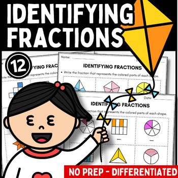 Preview of ❤️ Identify Fractions Worksheets Identifying Fraction of shapes 2nd & 3rd grade