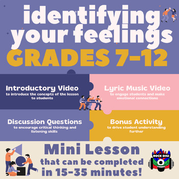 Preview of "Identifying Your Feelings" Mini Lesson for Grades 7-12
