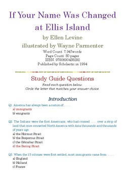 Preview of “If Your Name Was Changed at Ellis Island” by Ellen Levine; Quiz w/Answer Key