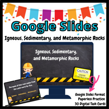 Preview of  Igneous, Sedimentary, and Metamorphic Rocks GOOGLE Slide Task Cards