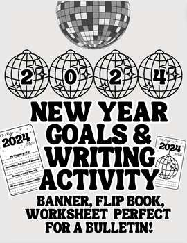 Preview of "In My 2024 Era" New Year Goals Writing Activity Banner or Bulletin