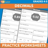 Decimal Place Value Practice Worksheets (Hundredths) - 4th