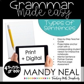 Preview of Free Fourth & Fifth Grade Grammar Worksheets and Activities Types of Sentences