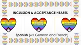 Inclusion & Acceptance Hearts Spanish French German LGBTQIA+ BLM