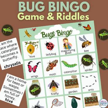 Preview of  Insect Bug Bingo Game with Riddle Cards for Spring