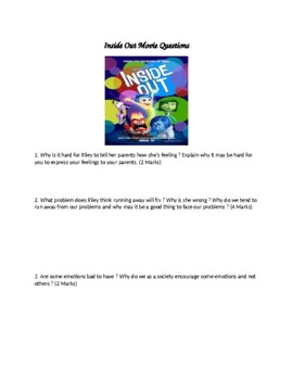 Preview of "Inside Out" Movie Questions & Answers