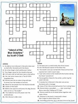 Island of the Blue Dolphins Crossword Puzzle Word Search Combo